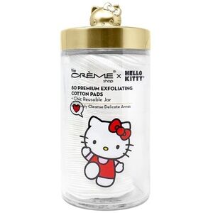 New The Crème Shop x Hello Kitty Chic Reusable Glass Jar with Soft Cotton Pads​